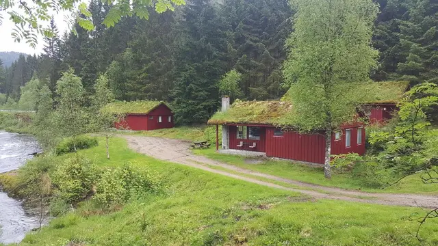 Turf-roof cabin by the river